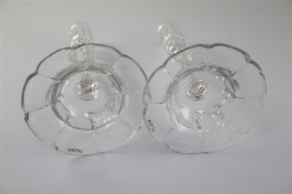 A fine pair of George II Silesian stem glass candlesticks, c.1740, 24.5cm high